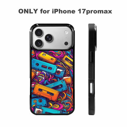 iPhone 17 Pro Max Case — Retro Cassette Tape Pattern Retro Vintage, Custom Art Phone Cover