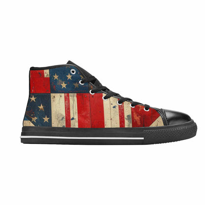 MEN'S American Flag Stars High Top Canvas Surreal Custom Shoes