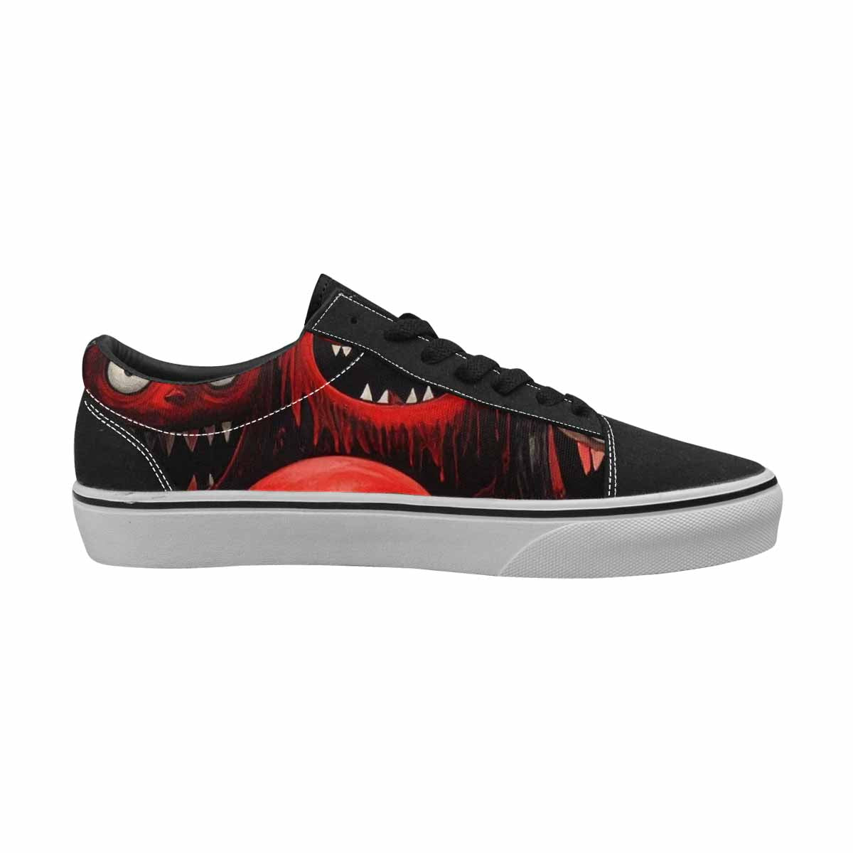 MEN'S Monsters Black & Red Ink Canvas Unique Print Surreal Shoes