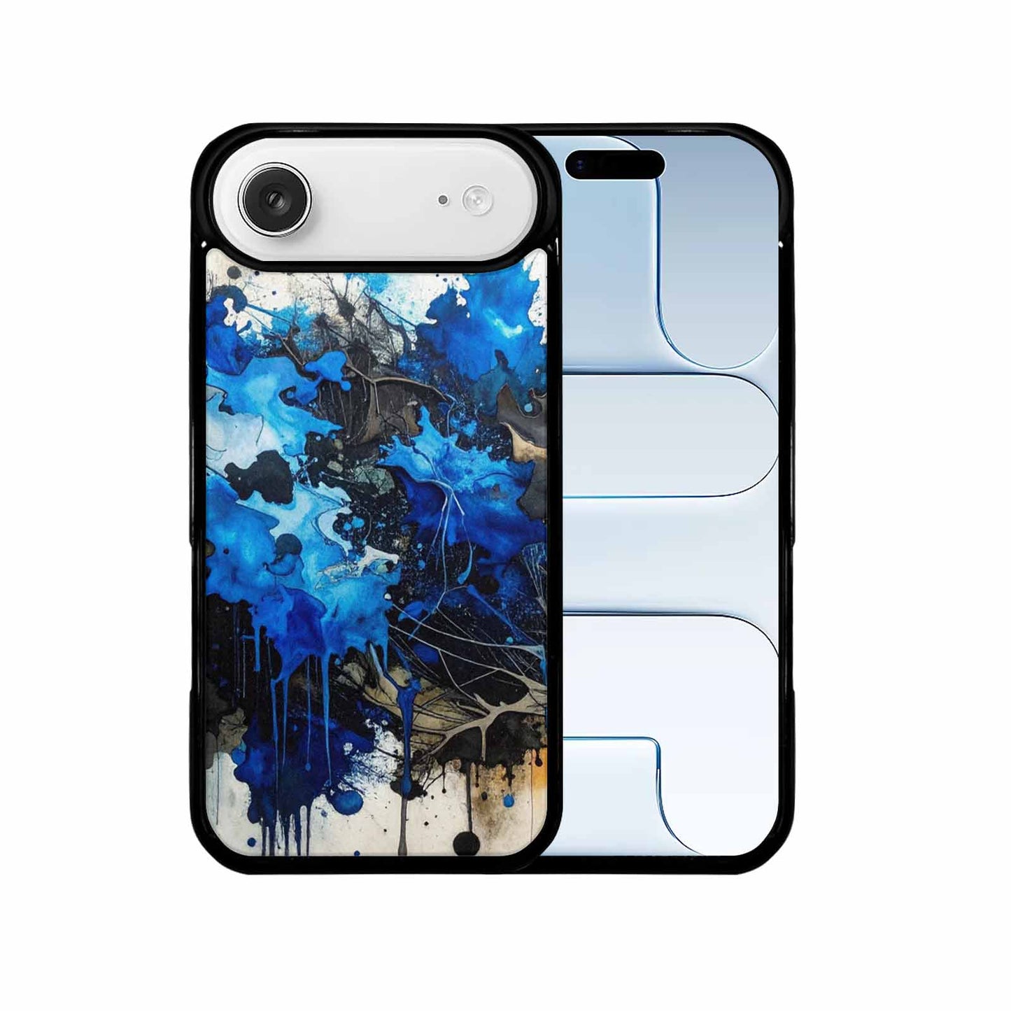 iPhone 17 Air Case — Black Blue Ink Camo Patches Camo, Unique Phone Case Design
