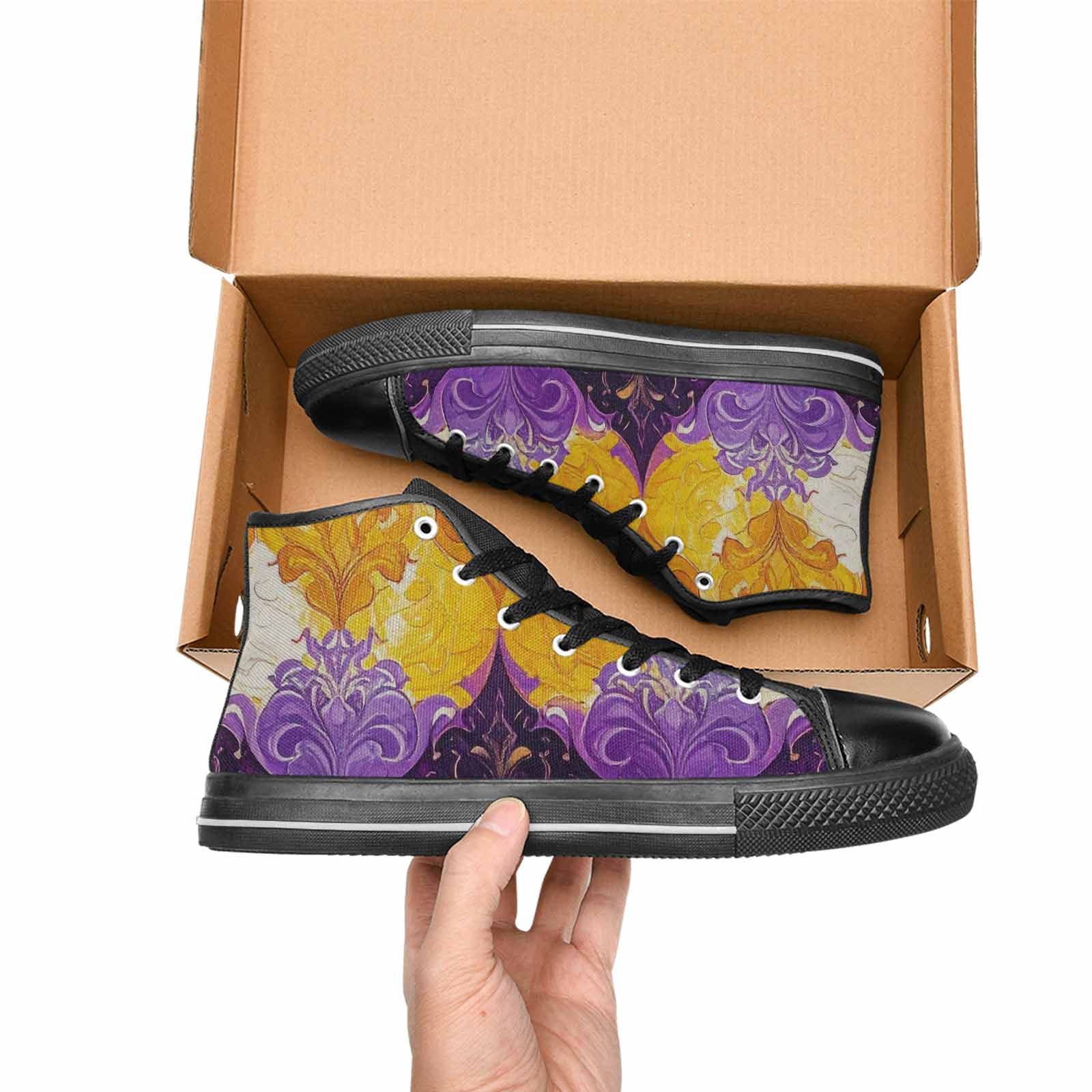 MEN'S Nonbinary Flag Color High Top Canvas Vivid Shoes