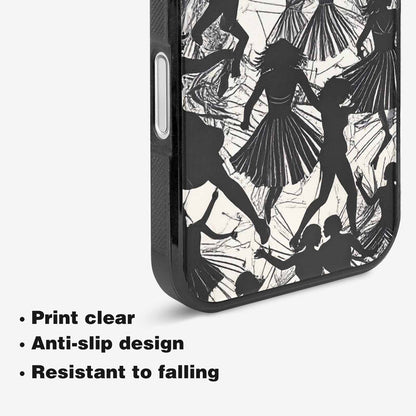 iPhone 16 Plus Case — Bold Dancing Figure Line Art Pattern, Custom Printed Phone Case