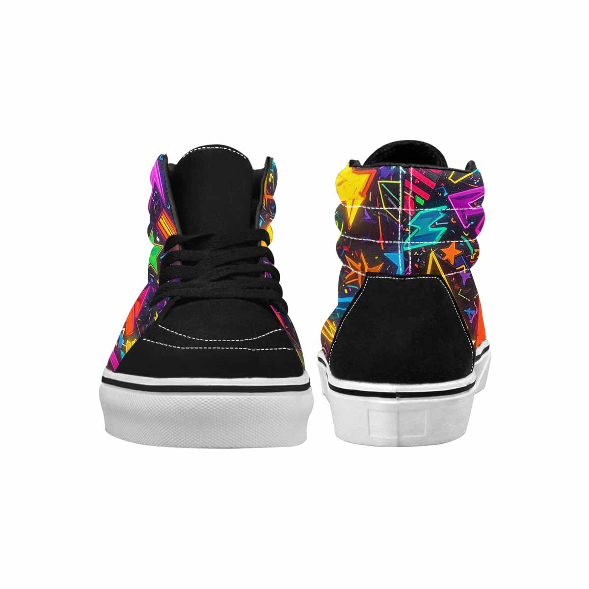 MEN'S 80s Retro Motif High Top Canvas Kaleidoscope Custom Sneakers