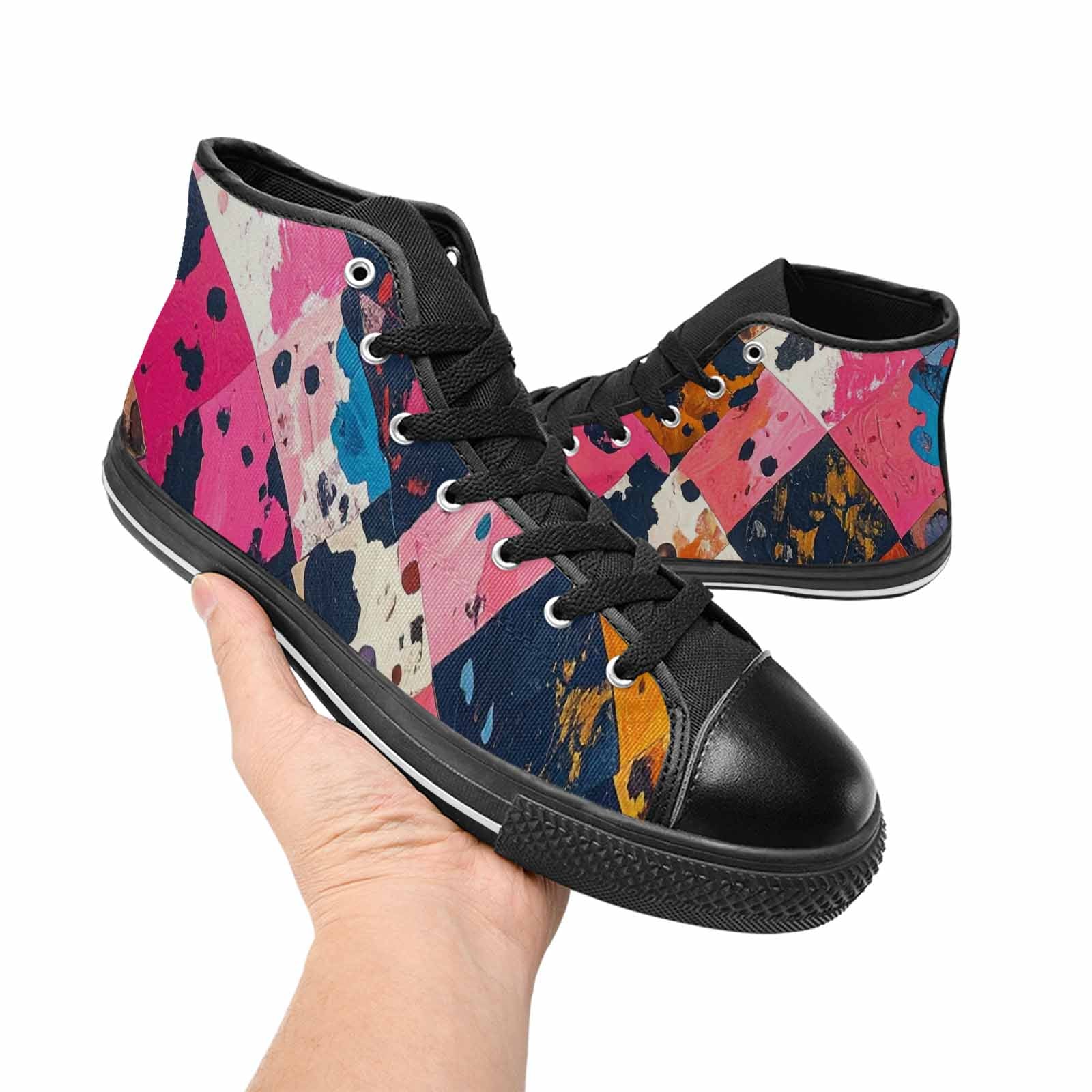 MEN'S Cow Animal Print High Top Canvas Vivid Custom Sneakers