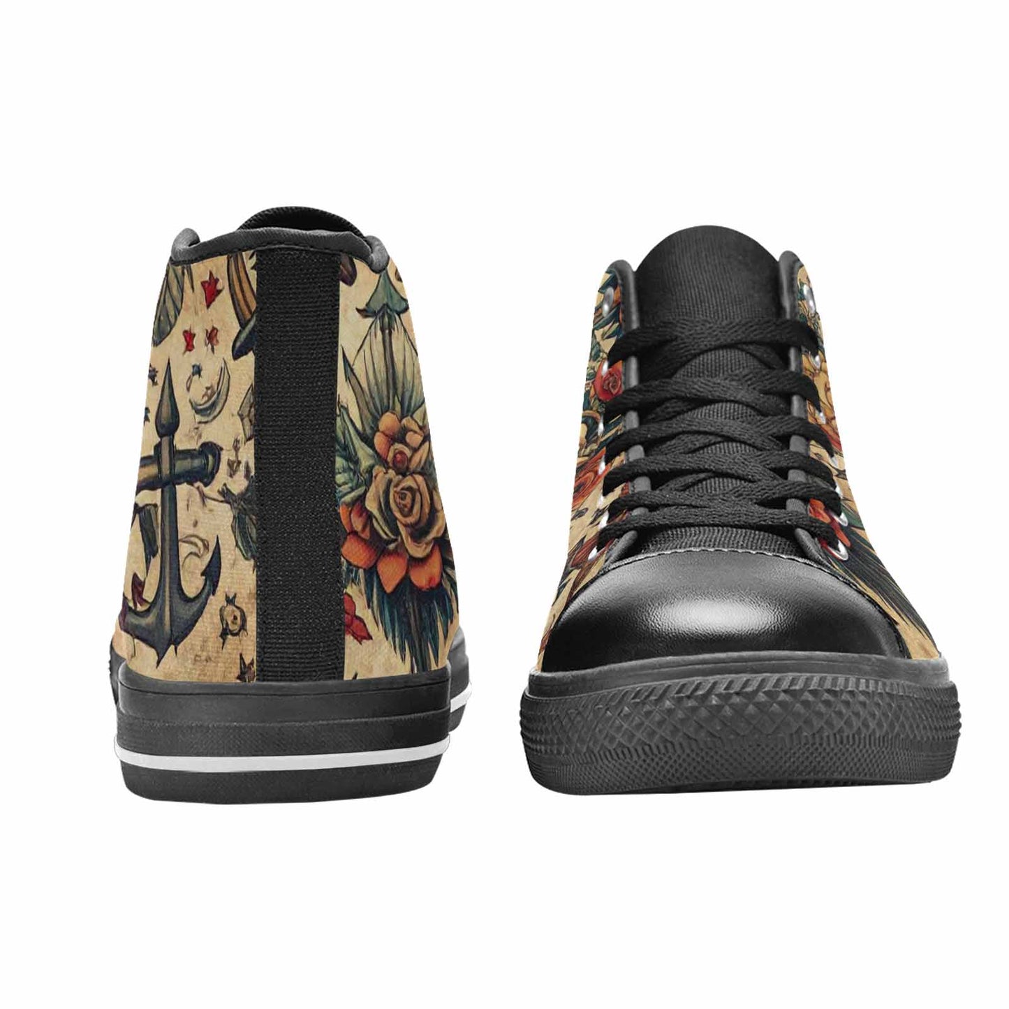 WOMEN'S Old School Tattoo High Top Canvas Dark Academia Custom Sneakers