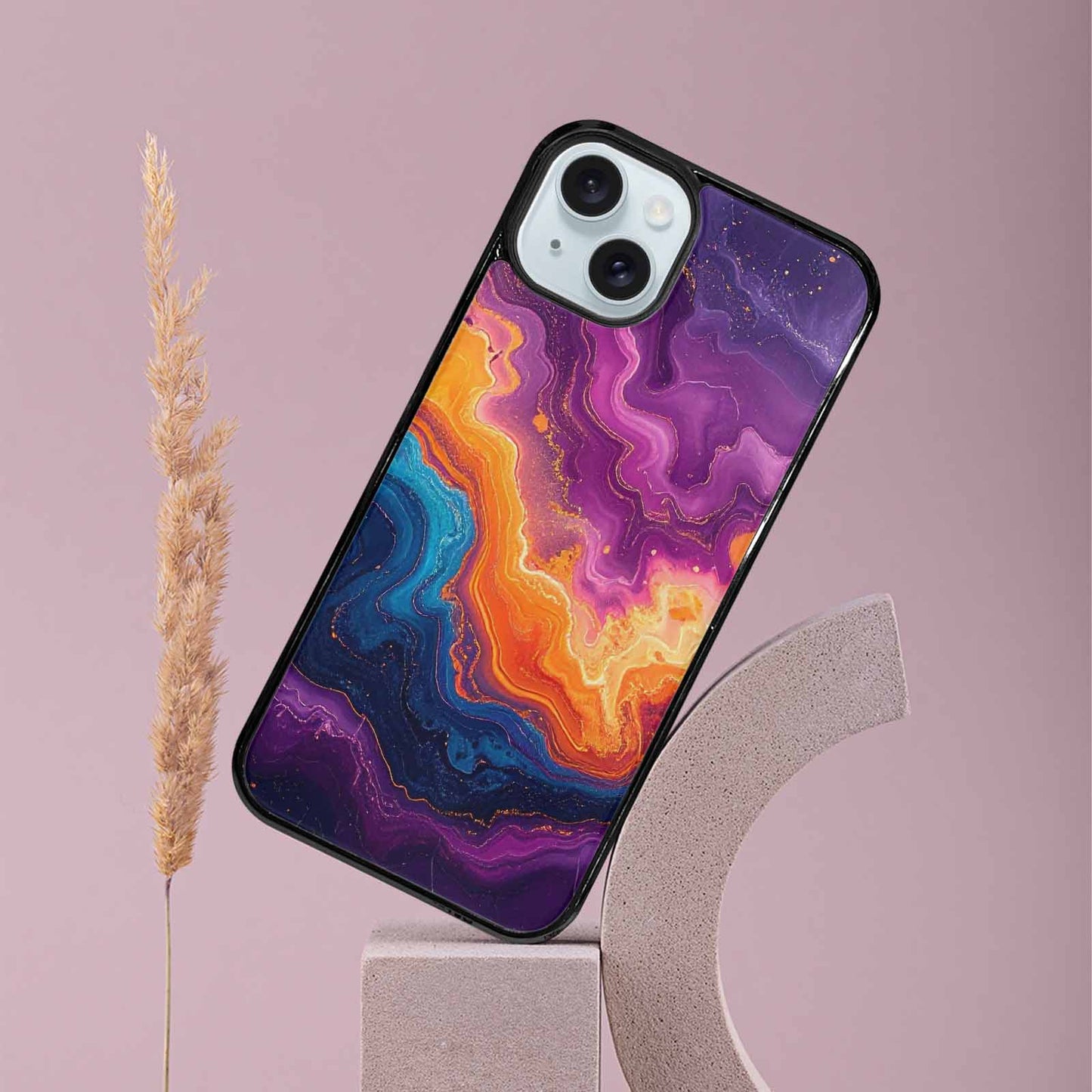 iPhone 15 Plus Case — Psychedelic Marble Tessellation, Personalized Phone Case