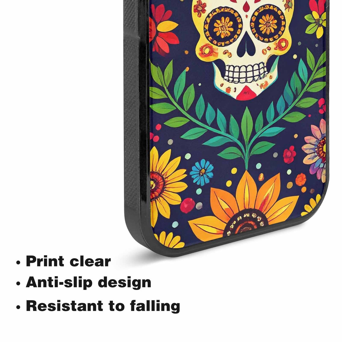 iPhone 15 Case — Sunflowers And Skulls, Customized Protective Case