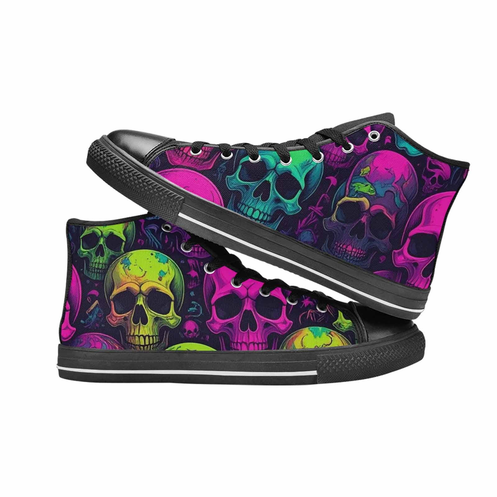 MEN'S Skulls - Neon High Top Canvas Neon Fantasy Sneakers