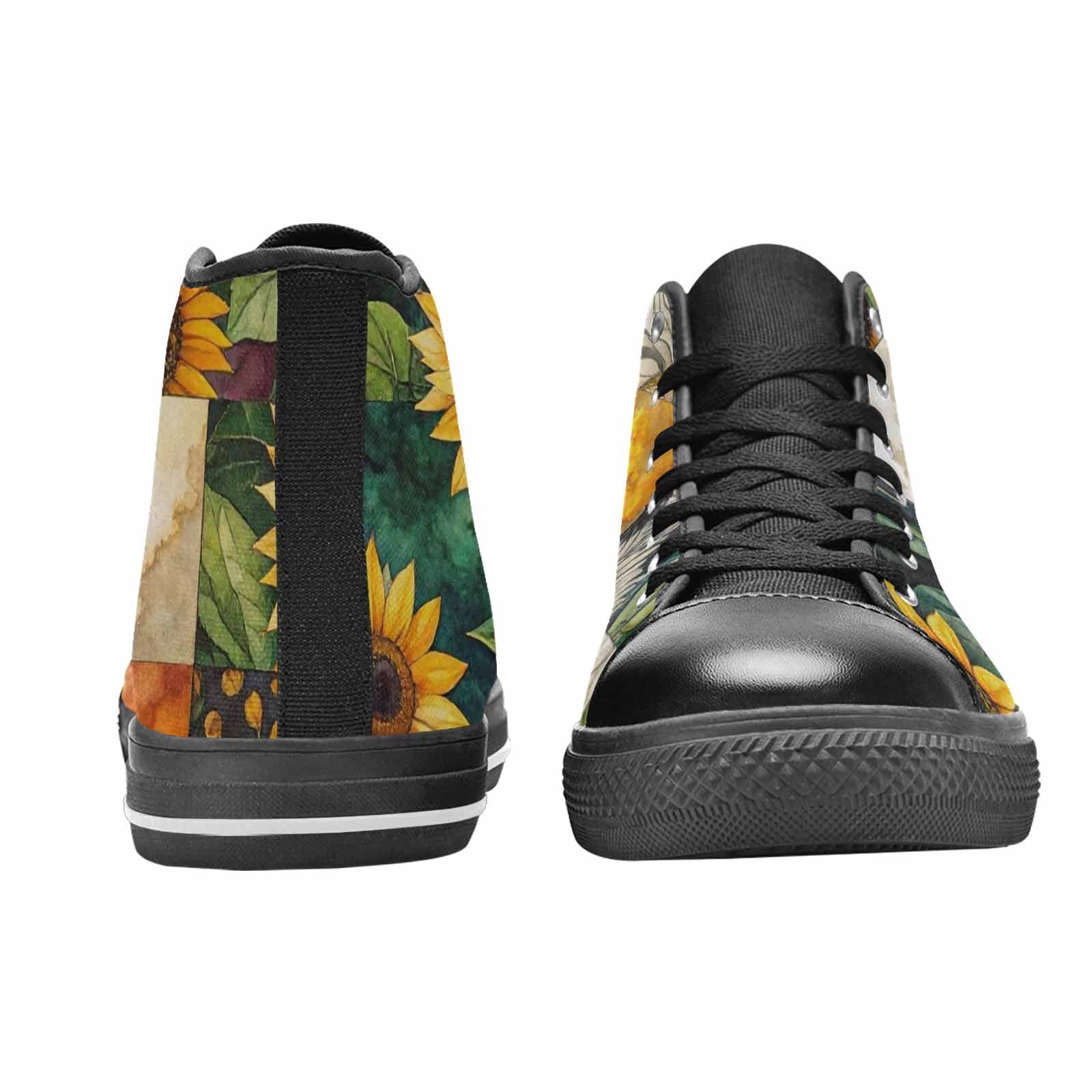 WOMEN'S Sunflower High Top Canvas Wallpaper Art Sneakers