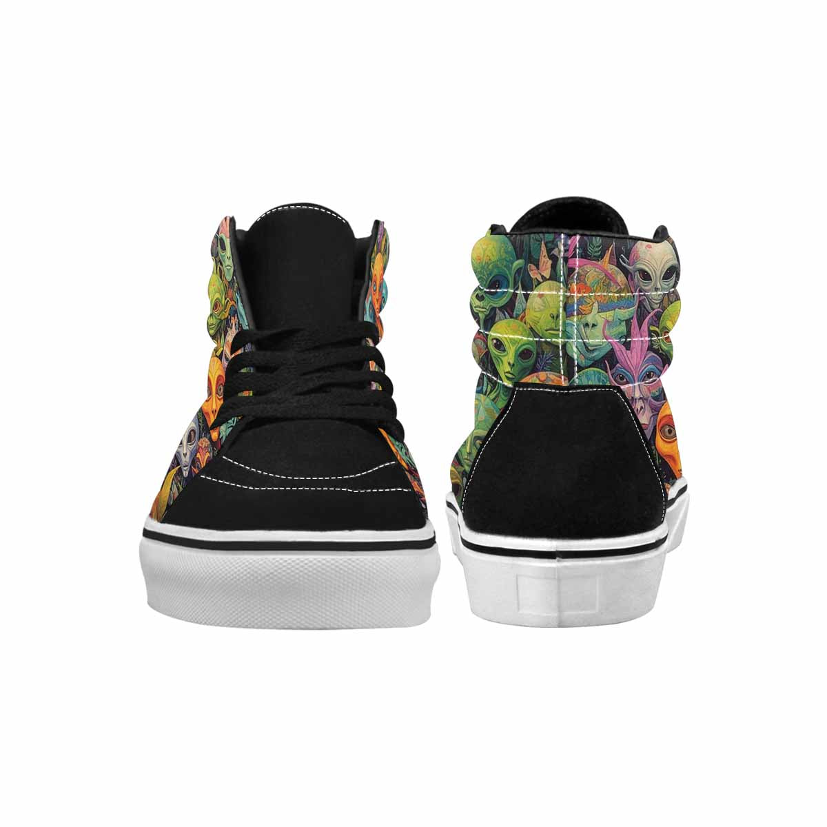 MEN'S Aliens High Top Canvas Melting Art Custom Sneakers