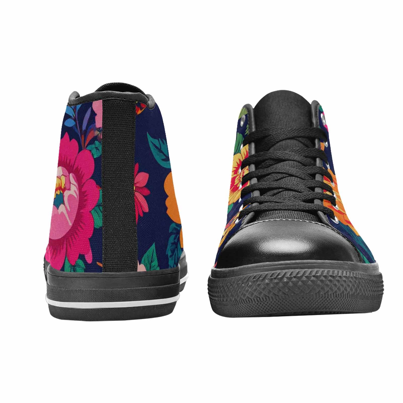 WOMEN'S Floral Snake Print High Top Canvas Vivid Custom Sneakers