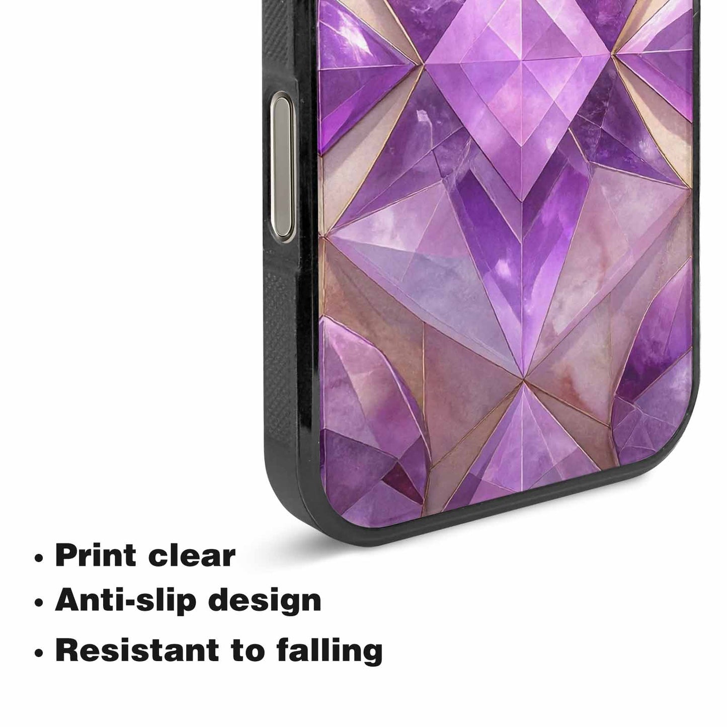 iPhone 16 Pro Case — Amethyst Crystal Art Pattern, Custom Made Phone Cover