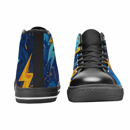 WOMEN'S Lightning Bolt High Top Canvas Grunge Sneakers