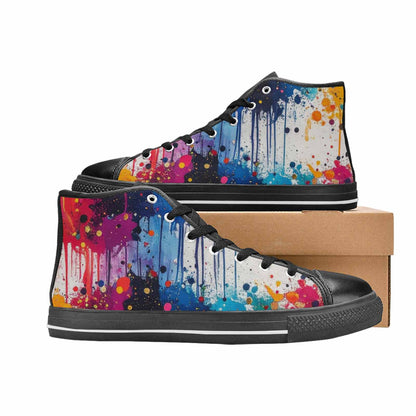 WOMEN'S Paint Splatter High Top Canvas Cottagecore Sneakers