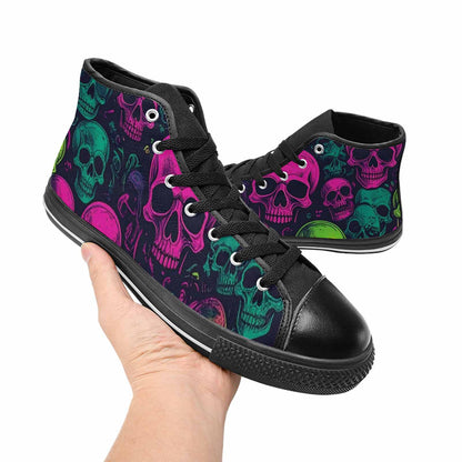 WOMEN'S Skulls - Neon High Top Canvas Dreamcore Custom Shoes