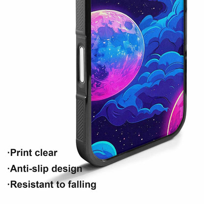 iPhone 17 Case — Neon Winter Moon Cartoon Cute, Custom Printed Phone Case