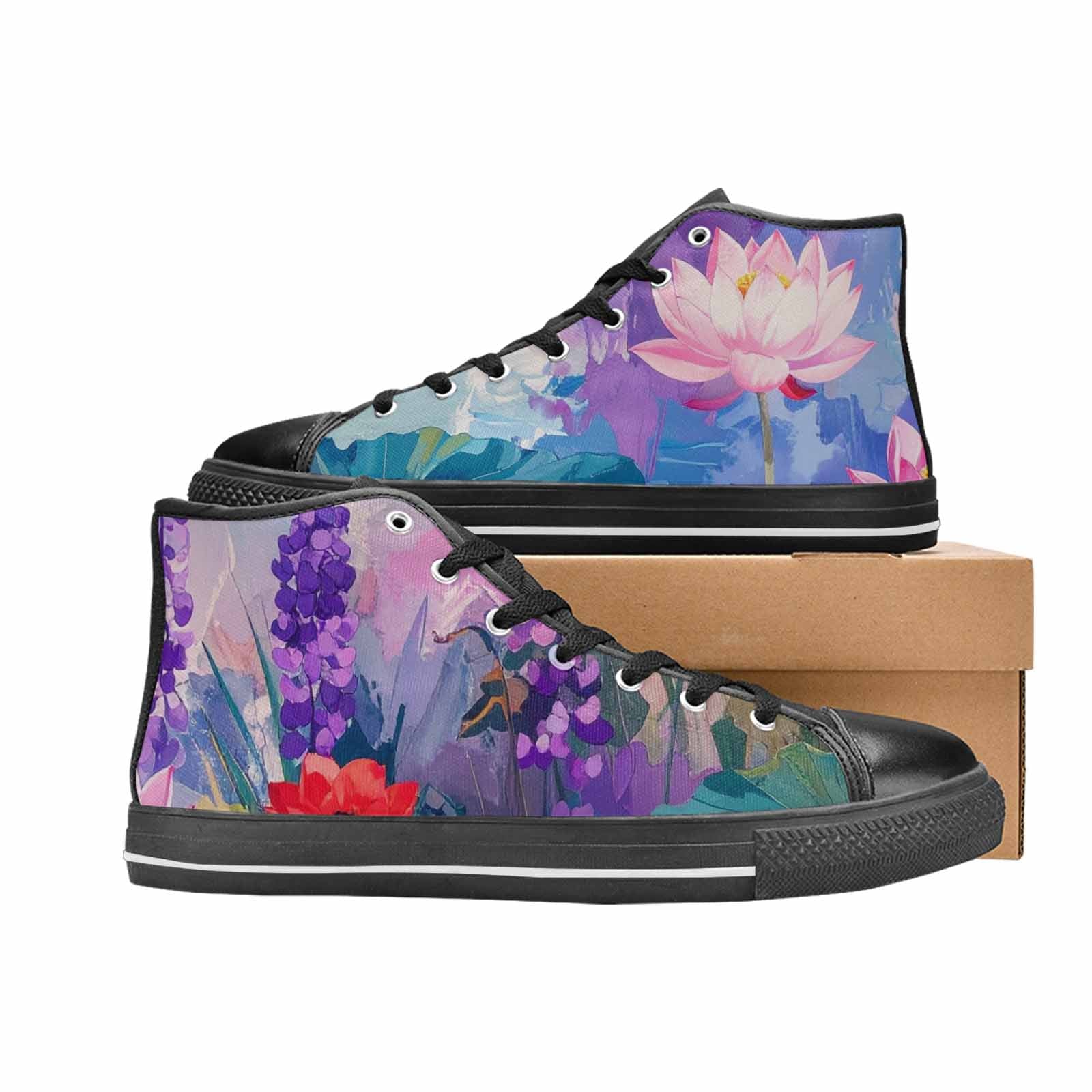 WOMEN'S Monet-Style Impressionist Water High Top Canvas Neon Fantasy Shoes