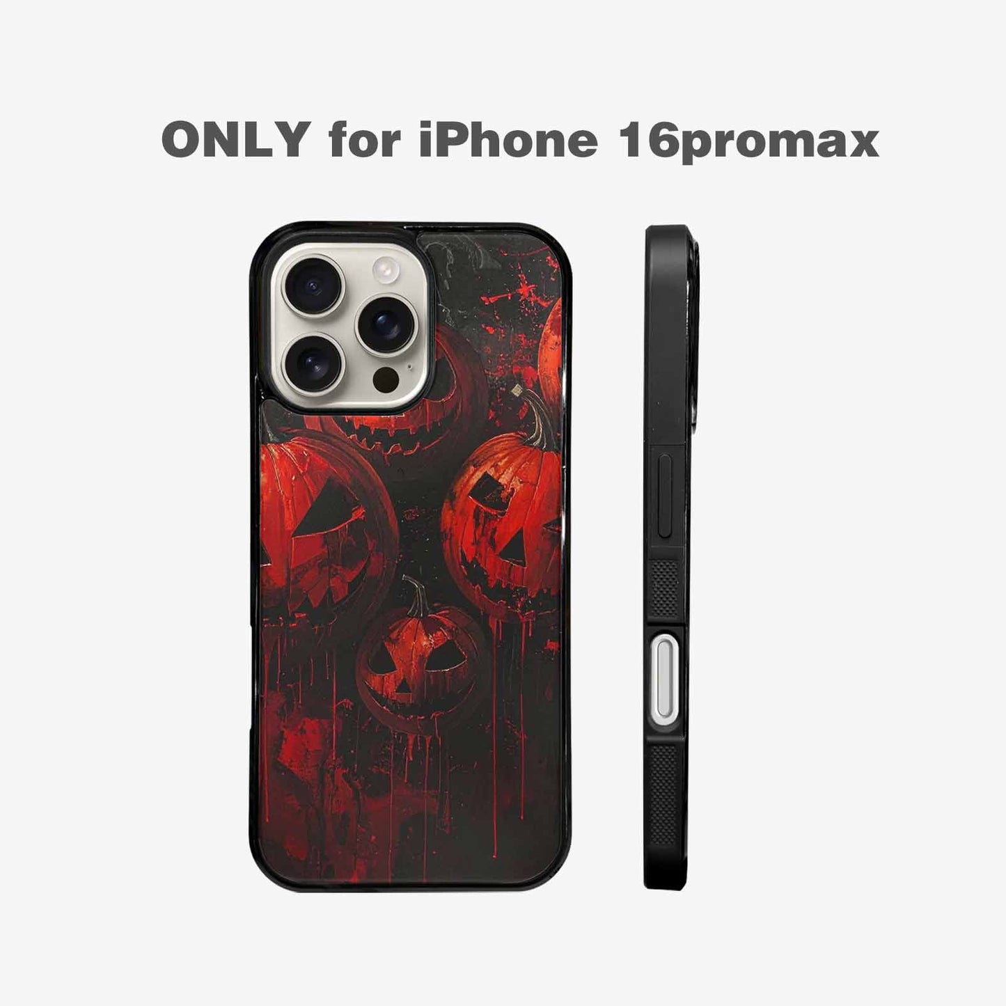 iPhone 16 Pro Max Case — Bloody Pumpkin Face, Unique Phone Case Design