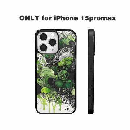 iPhone 15 Pro Max Case — Sea Creature Burst Black Green Ink, Custom Phone Case