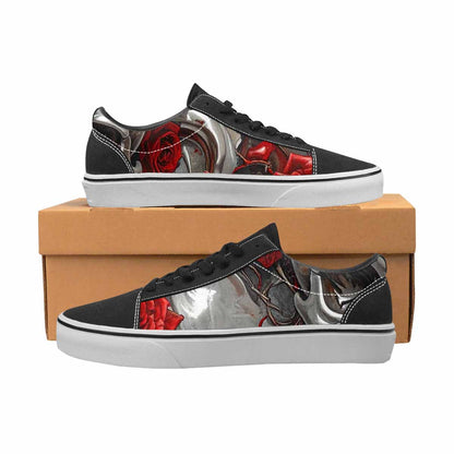 WOMEN'S Skulls Roses Chrome Airbrush Canvas Lace-Up Vibrant Chaos Custom Sneakers