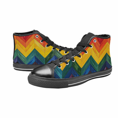 MEN'S Progress Pride Flag High Top Canvas Vibrant Chaos Shoes
