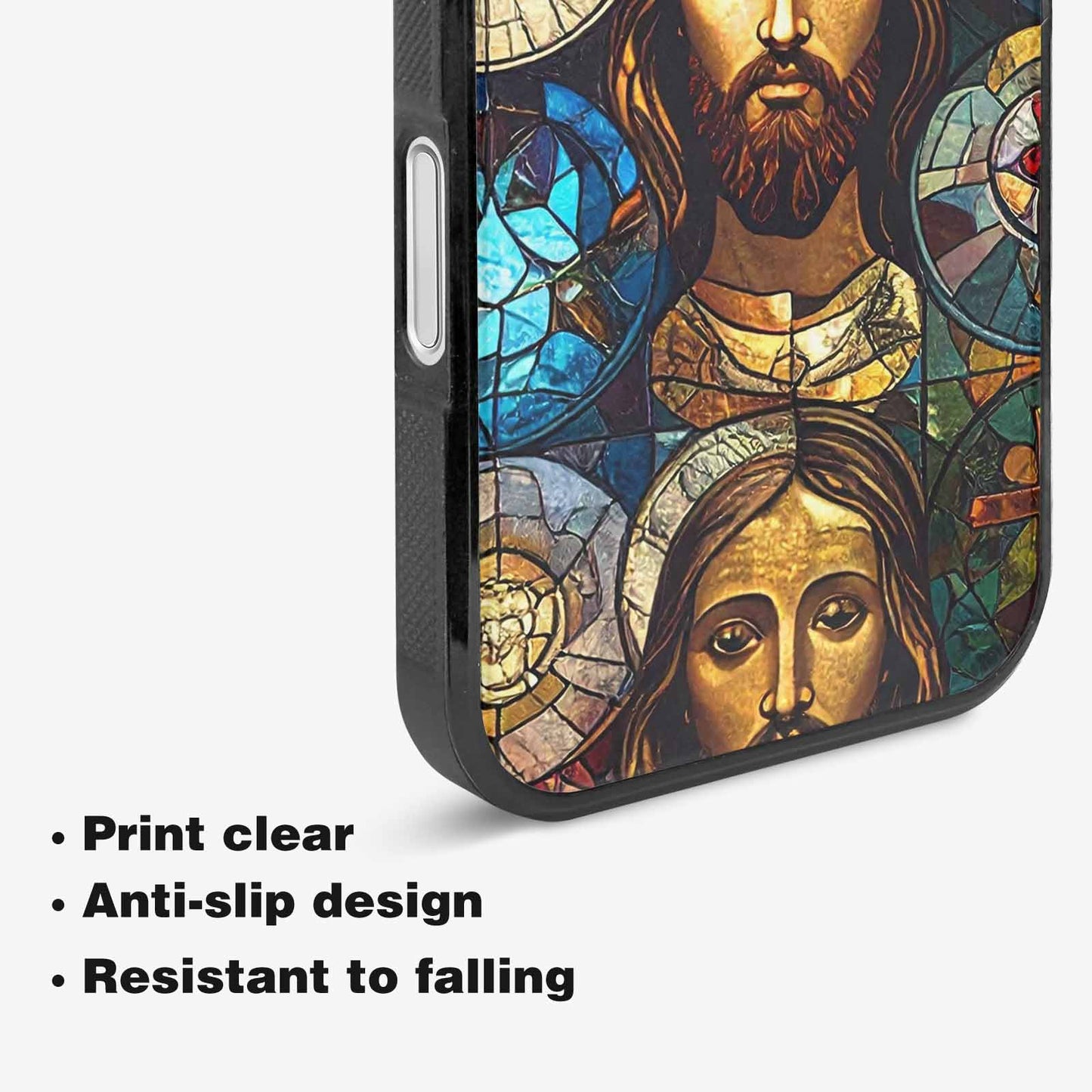 iPhone 16 Plus Case — Jesus Face Small Cross And Faith, Custom Print Case Cover
