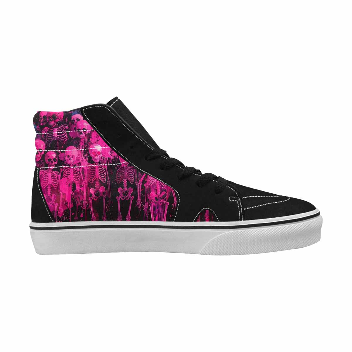 MEN'S Skeletons  Neon Pink High Top Canvas Neon Fantasy Custom Shoes