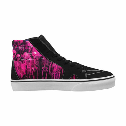 MEN'S Skeletons  Neon Pink High Top Canvas Neon Fantasy Custom Shoes