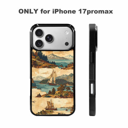 iPhone 17 Pro Max Case — Vintage Travel Artwork Pattern Retro Vintage, Custom Printed Phone Case