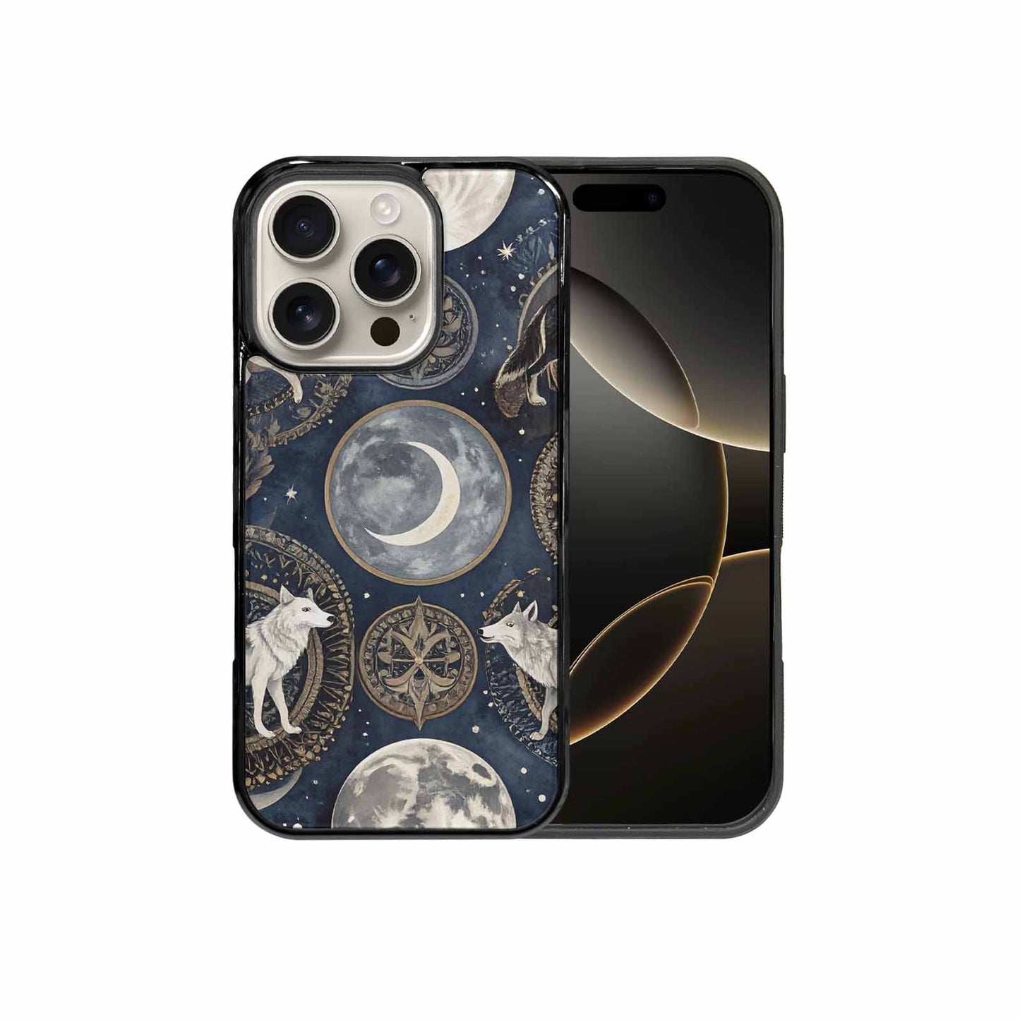 iPhone 16 Pro Case — Wolves Everywhere Collage Overlap Small Wolf, Custom Made Phone Cover
