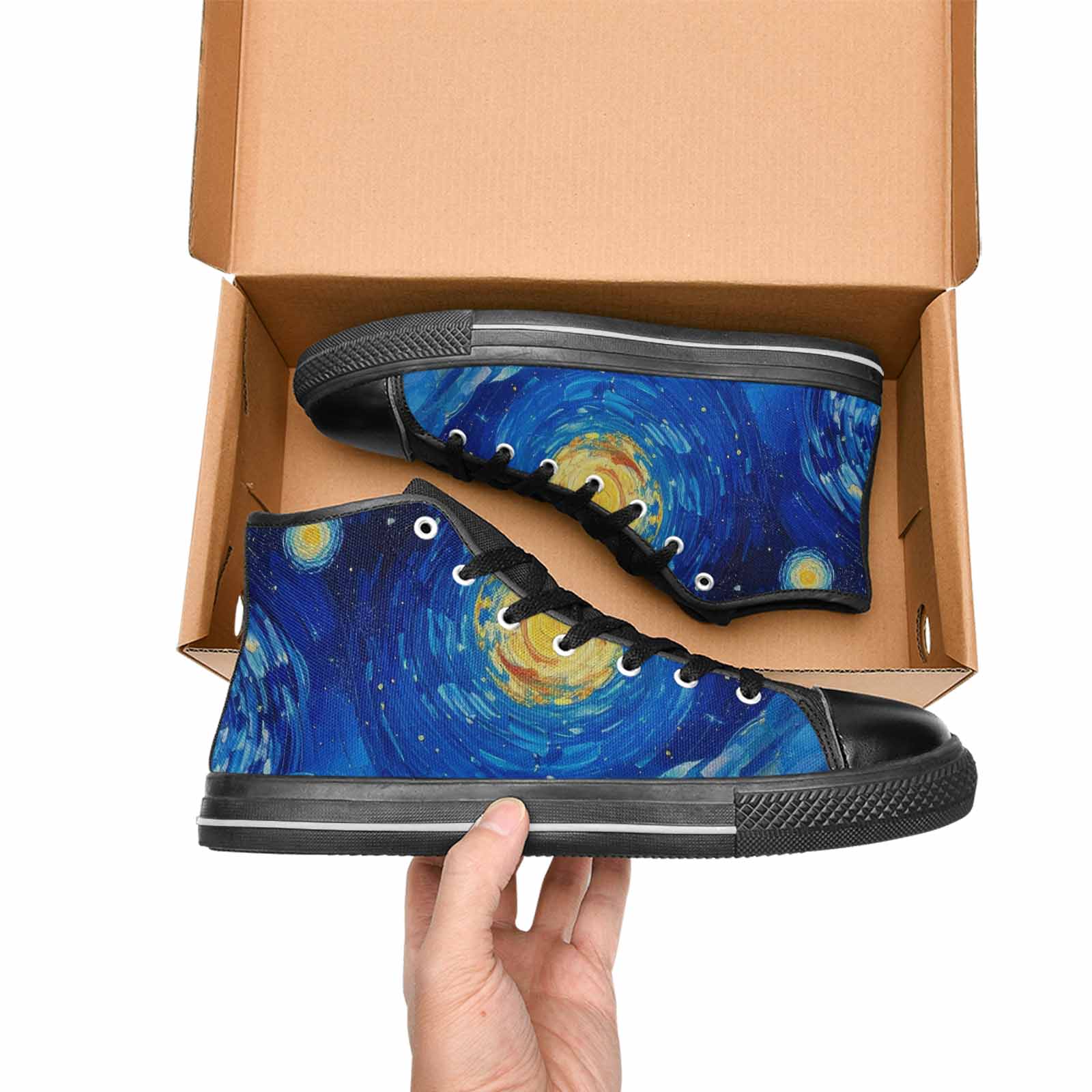 MEN'S Starry Night Van Gogh High Top Canvas Vivid Custom Shoes