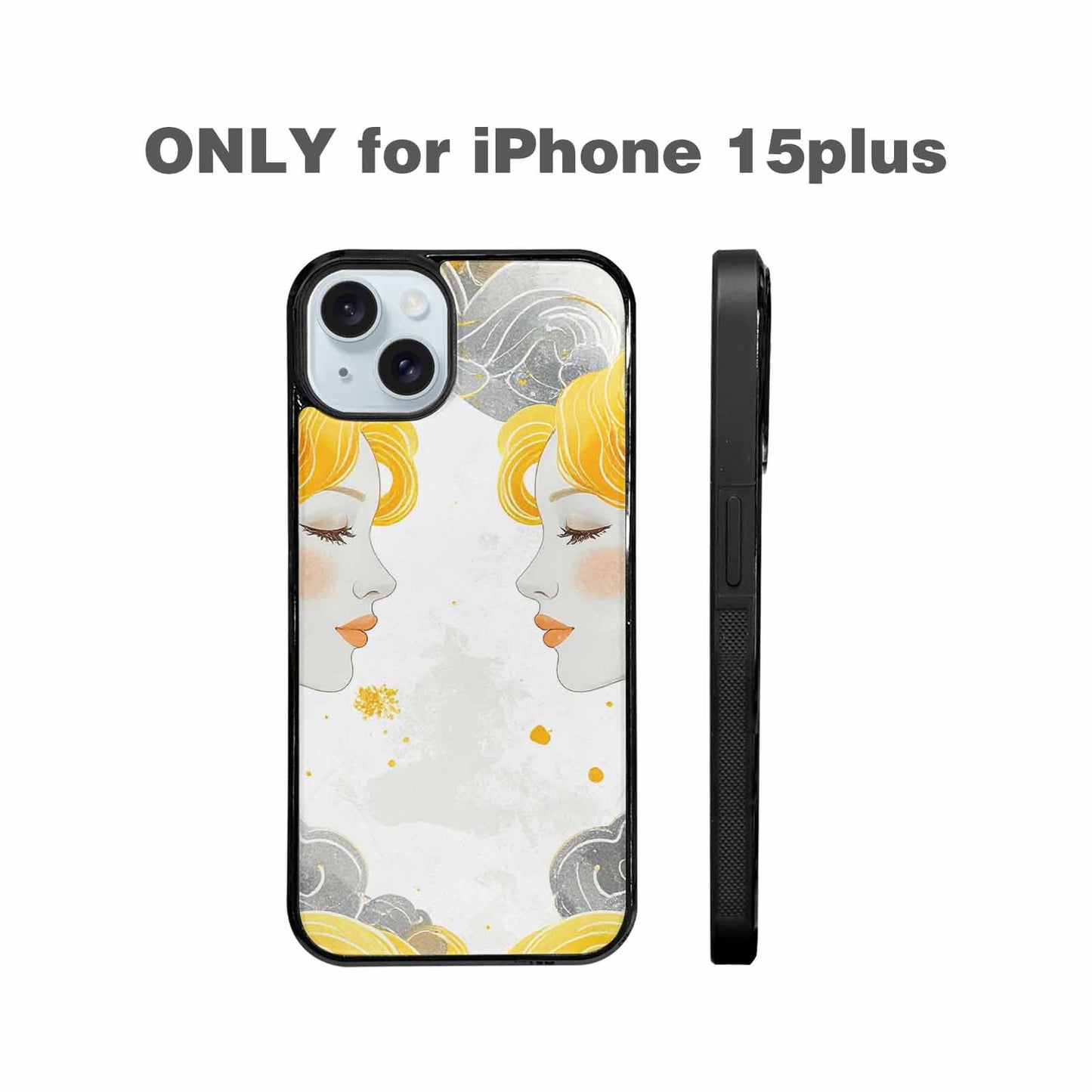 iPhone 15 Plus Case — Gemini Twins Zodiac Pattern Seamless Repeat, Custom Designed Case Cover