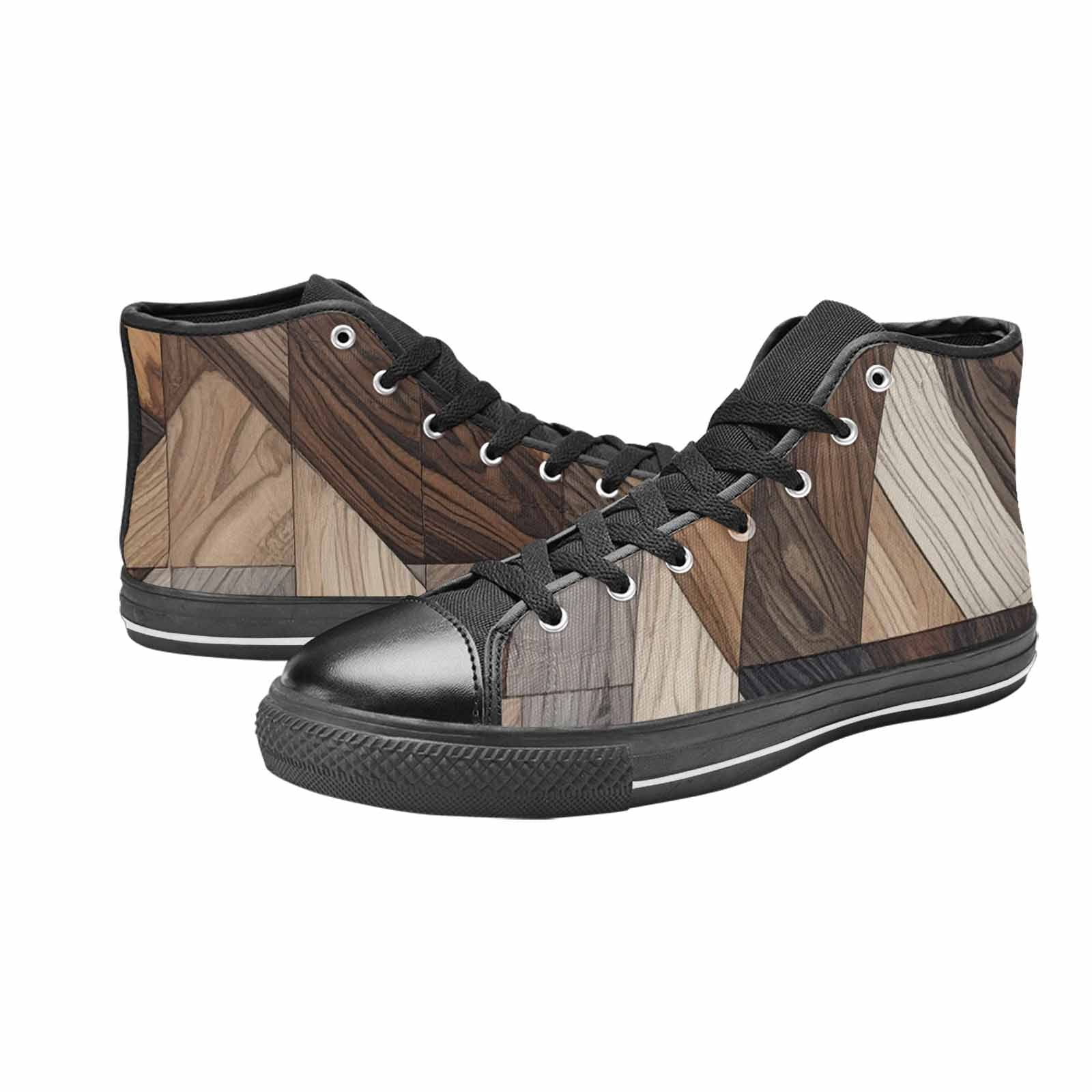 MEN'S Wood Grain Texture High Top Canvas Vibrant Chaos Shoes