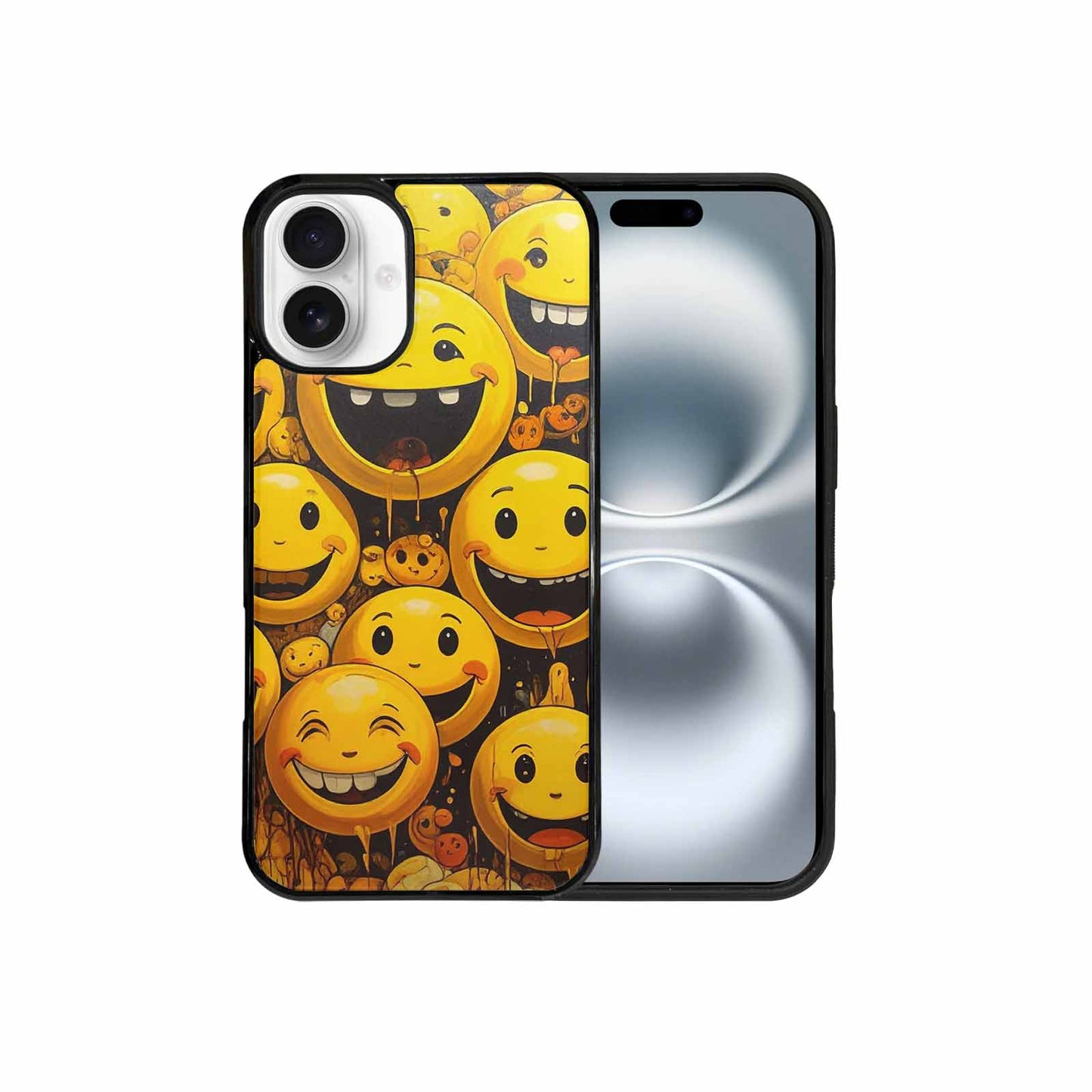 iPhone 16 Plus Case — Melting Moon Smiley Red Splatt, Customized Protective Case
