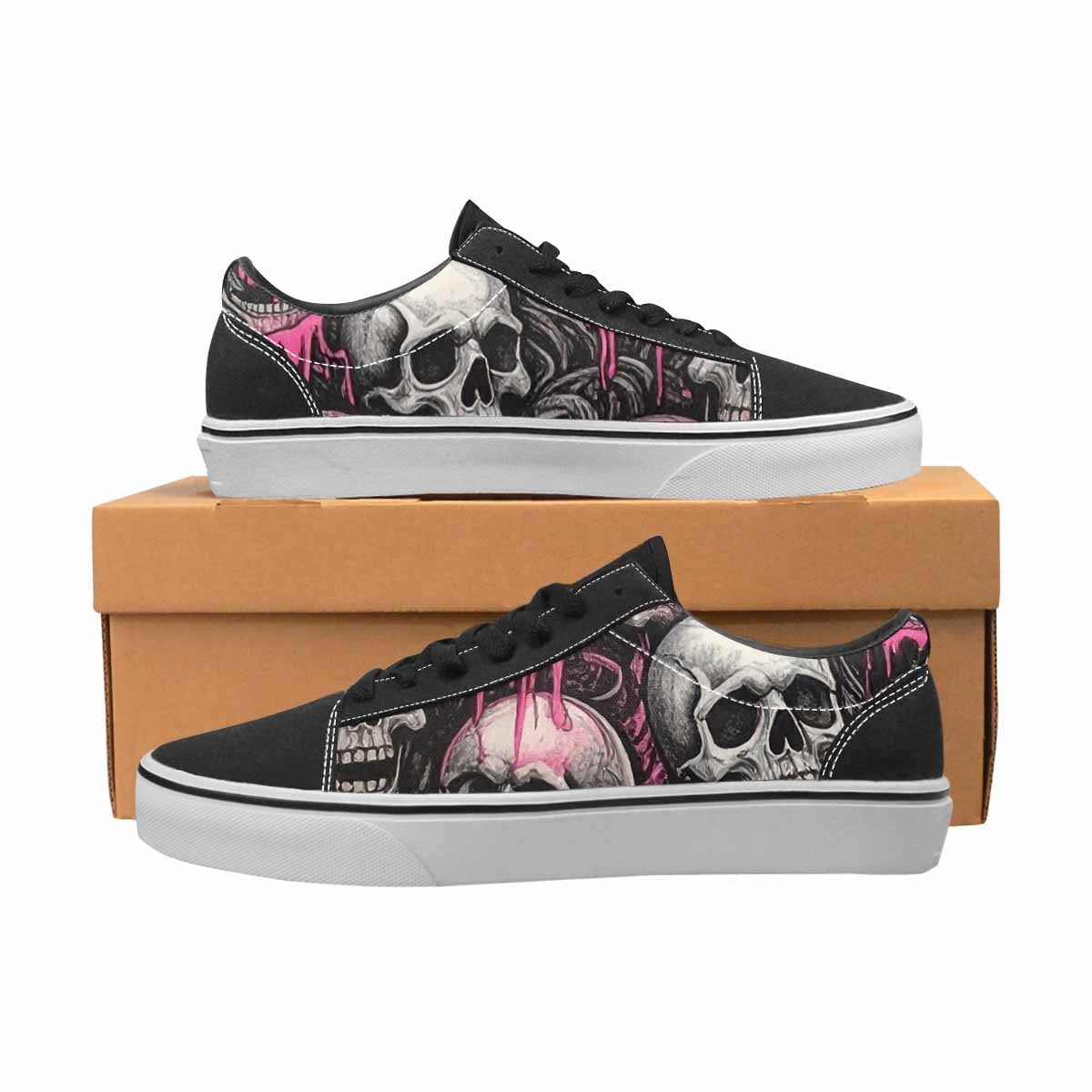 WOMEN'S Rainbow From Skull S Lace-Up Canvas Vibrant Chaos Sneakers