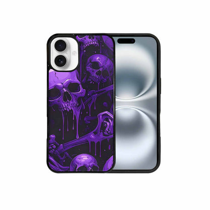 iPhone 16 Plus Case — Monochrome Purple Skeletons Neon Drip Melting, Custom Printed Phone Case