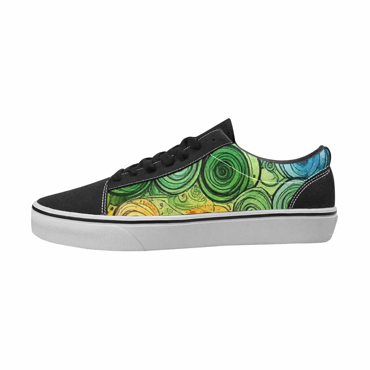 WOMEN'S Tie Dye Black & Green Ink Canvas Statement Vibrant Chaos Custom Art Shoes