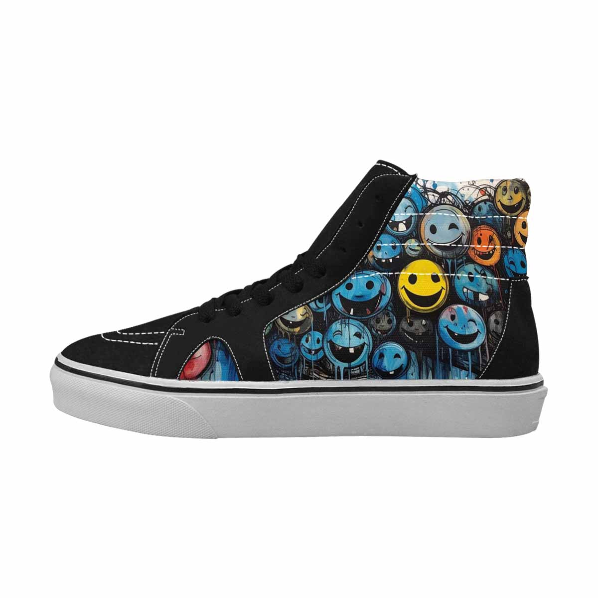 MEN'S Melting Moon Smiley High Top Canvas Grunge Custom Shoes