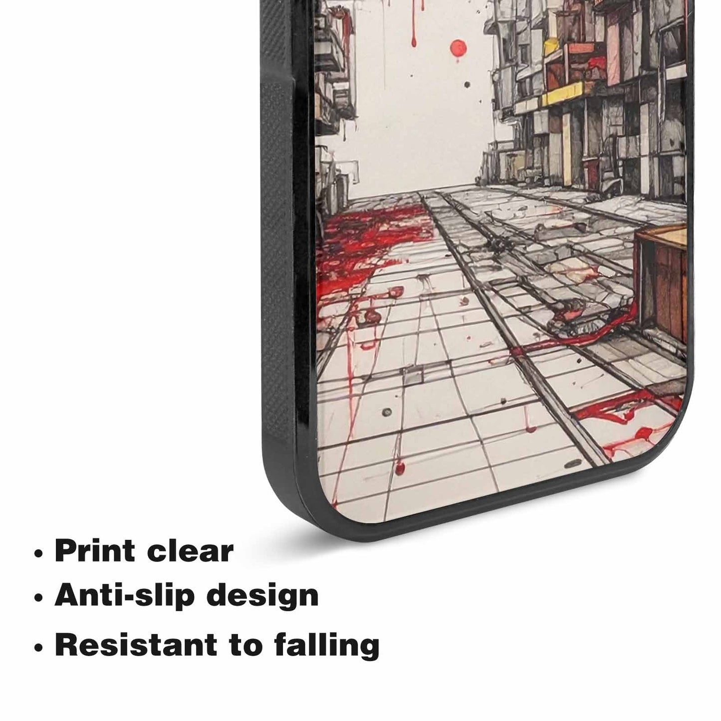 iPhone 15 Plus Case — Liminal Space Fragment Black Red Ink, Personalized Phone Case