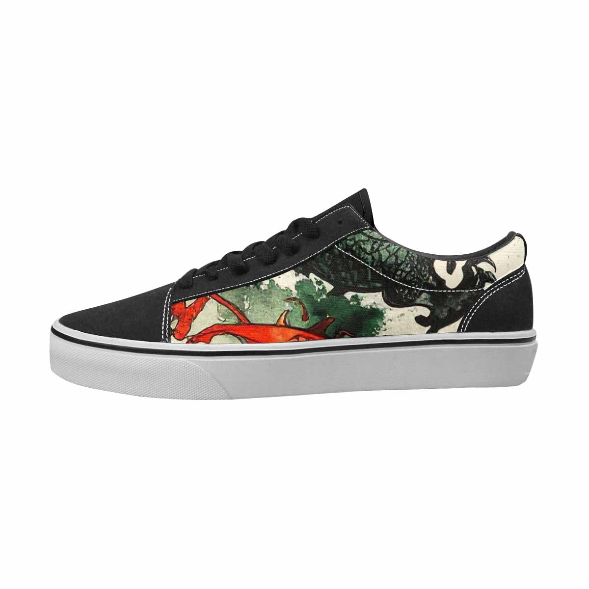 MEN'S Dragons Black & Green Ink Canvas Graphic Print Wallpaper Art Customized Sneakers