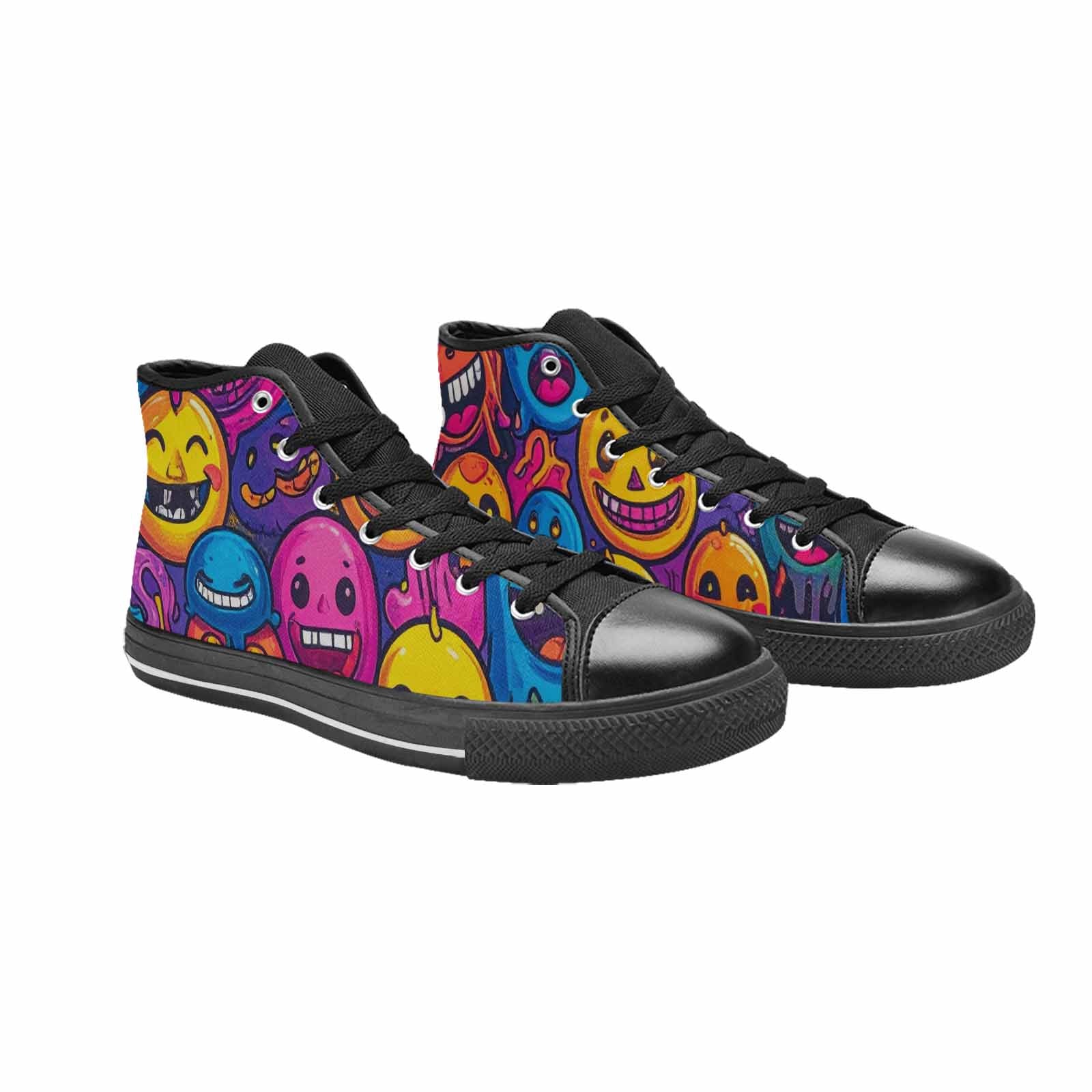 MEN'S Funny Looking Cartoon High Top Canvas Vibrant Chaos Custom Shoes