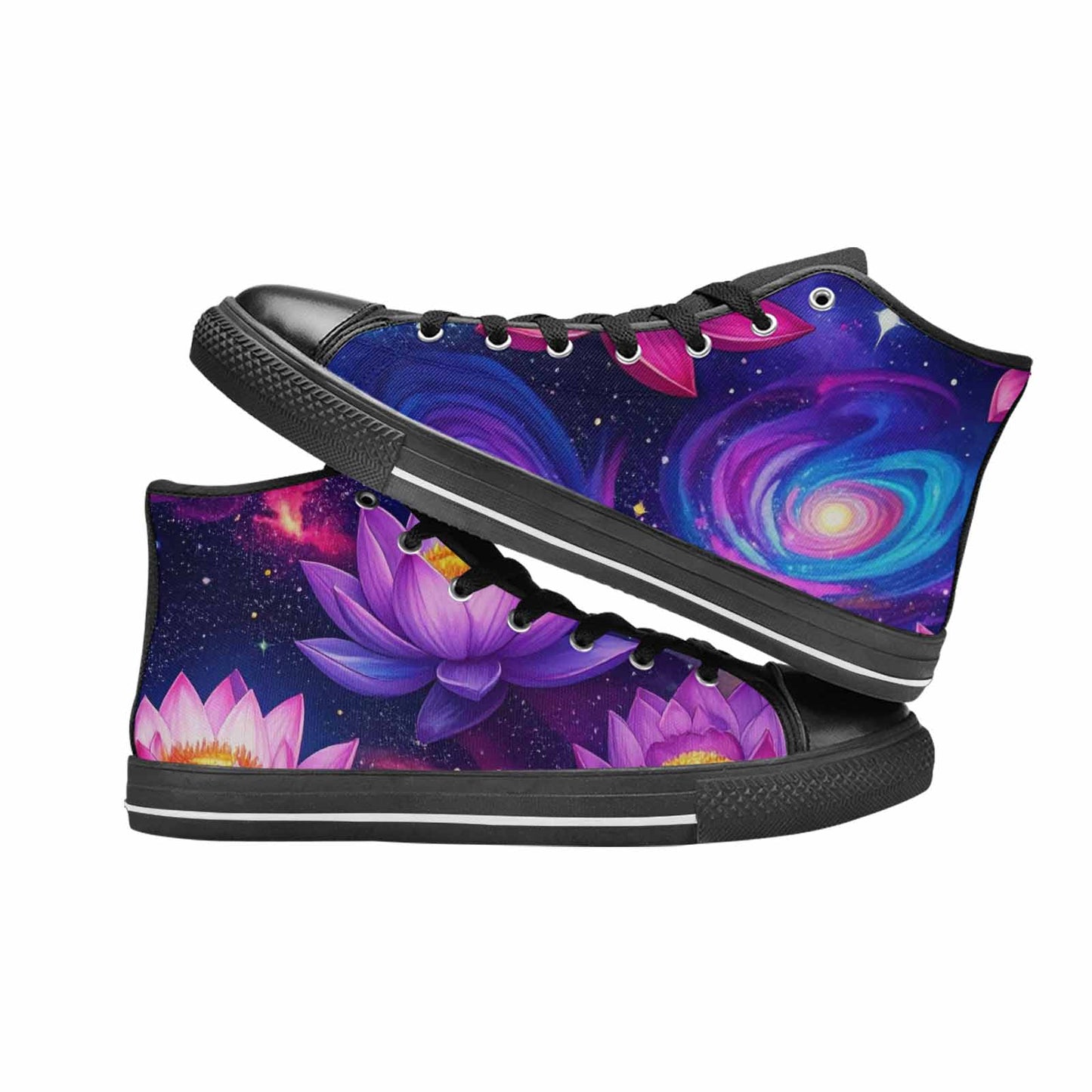 WOMEN'S Lotus Galaxy High Top Canvas Cottagecore Custom Sneakers