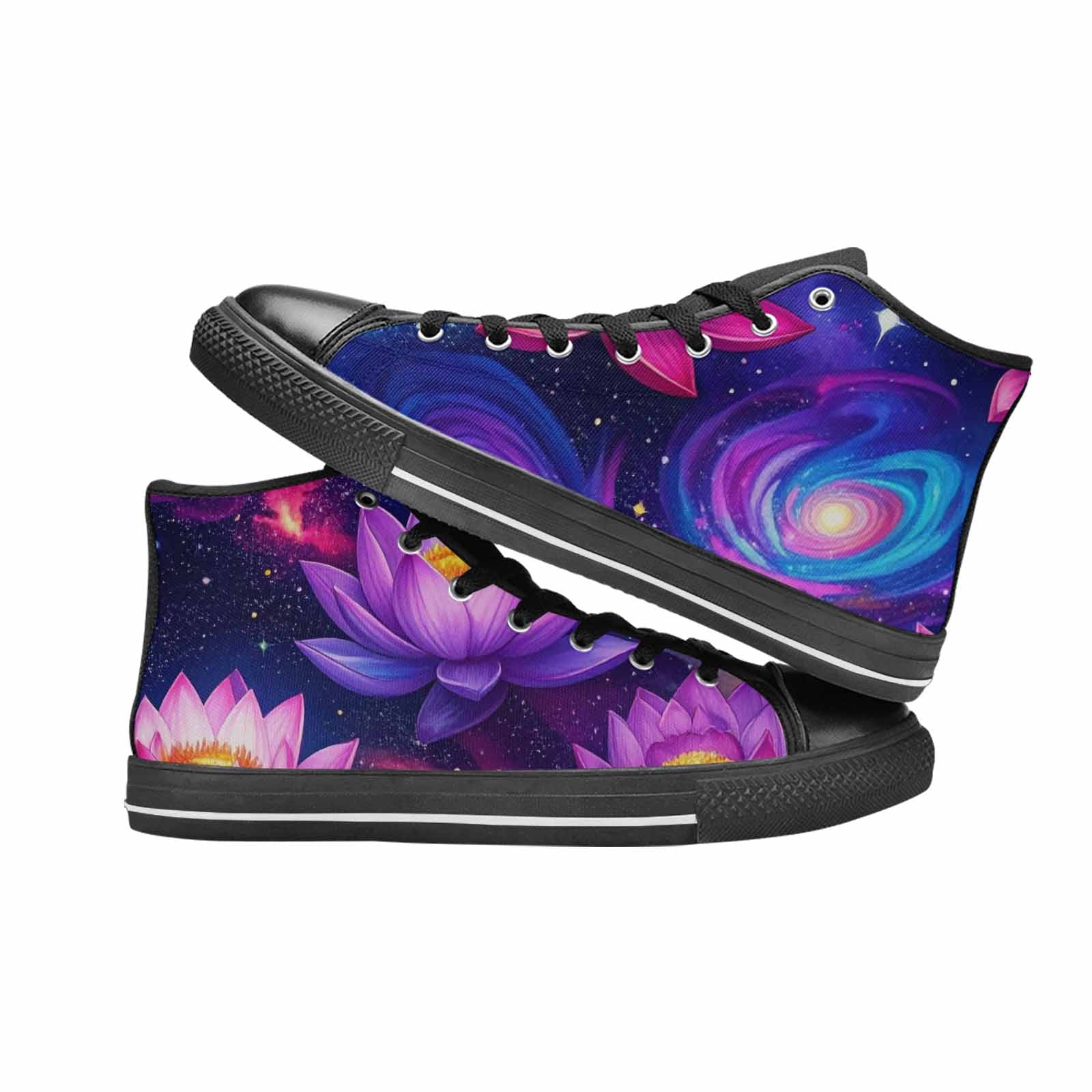 WOMEN'S Lotus Galaxy High Top Canvas Cottagecore Custom Sneakers