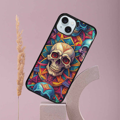 iPhone 15 Plus Case — Sacred Geometry Lots Of Skulls Seamless, Custom Phone Case