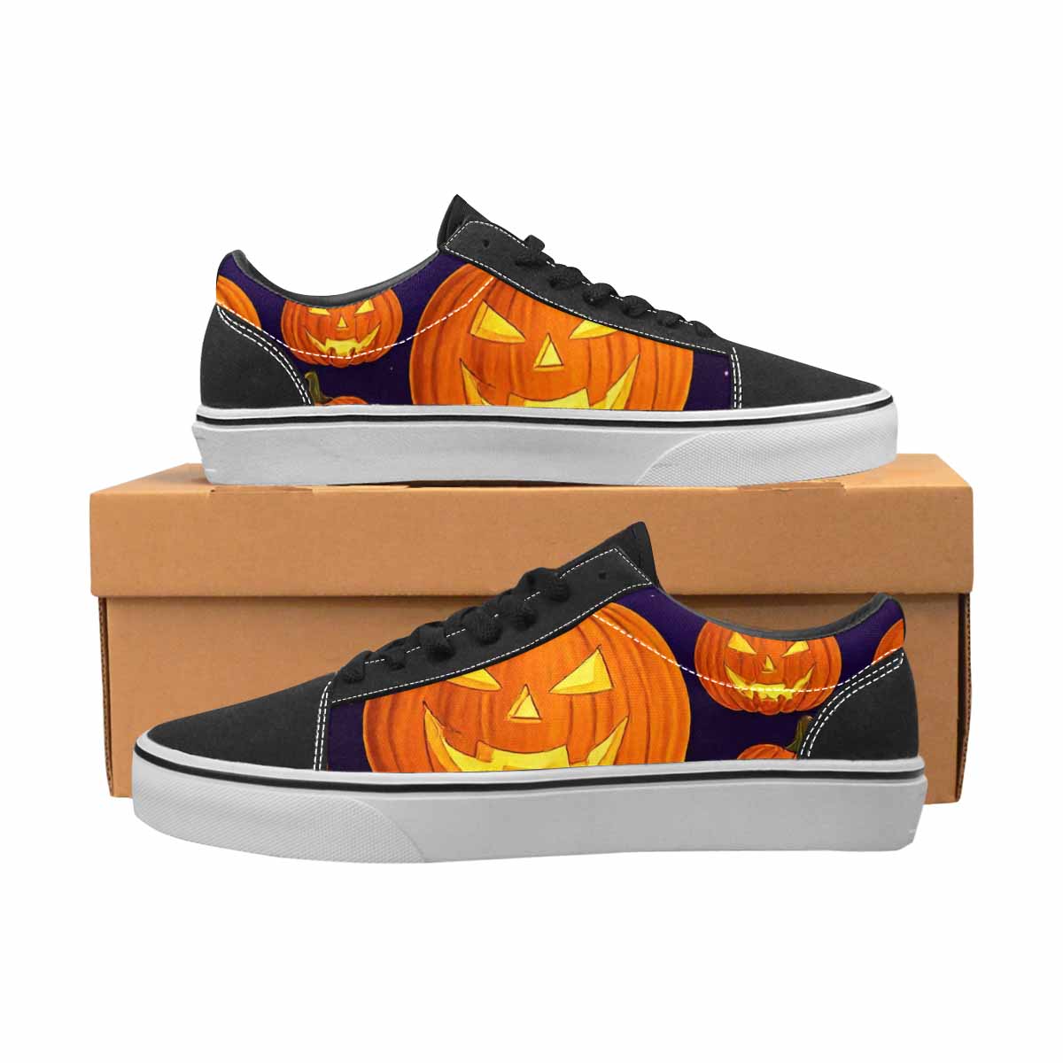 MEN'S Halloween Jackolantern Purple Sky Canvas Lace-Up Vivid Custom Shoes