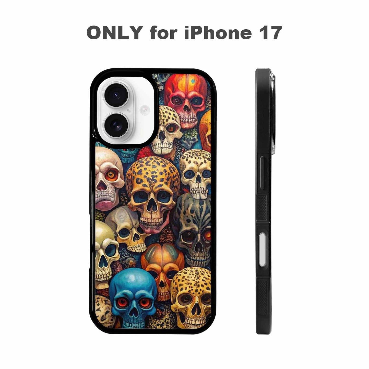 iPhone 17 Case — Skulls Animal Print Gothic Skulls, Unique Phone Case Design