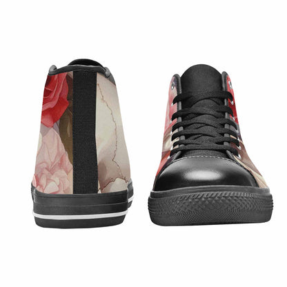 WOMEN'S Skulls Roses Soft Airbrush High Top Canvas Vibrant Chaos Shoes