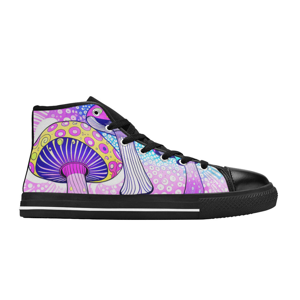 MEN'S Magic Mushrooms Art 2 High Top Canvas Surreal Shoes