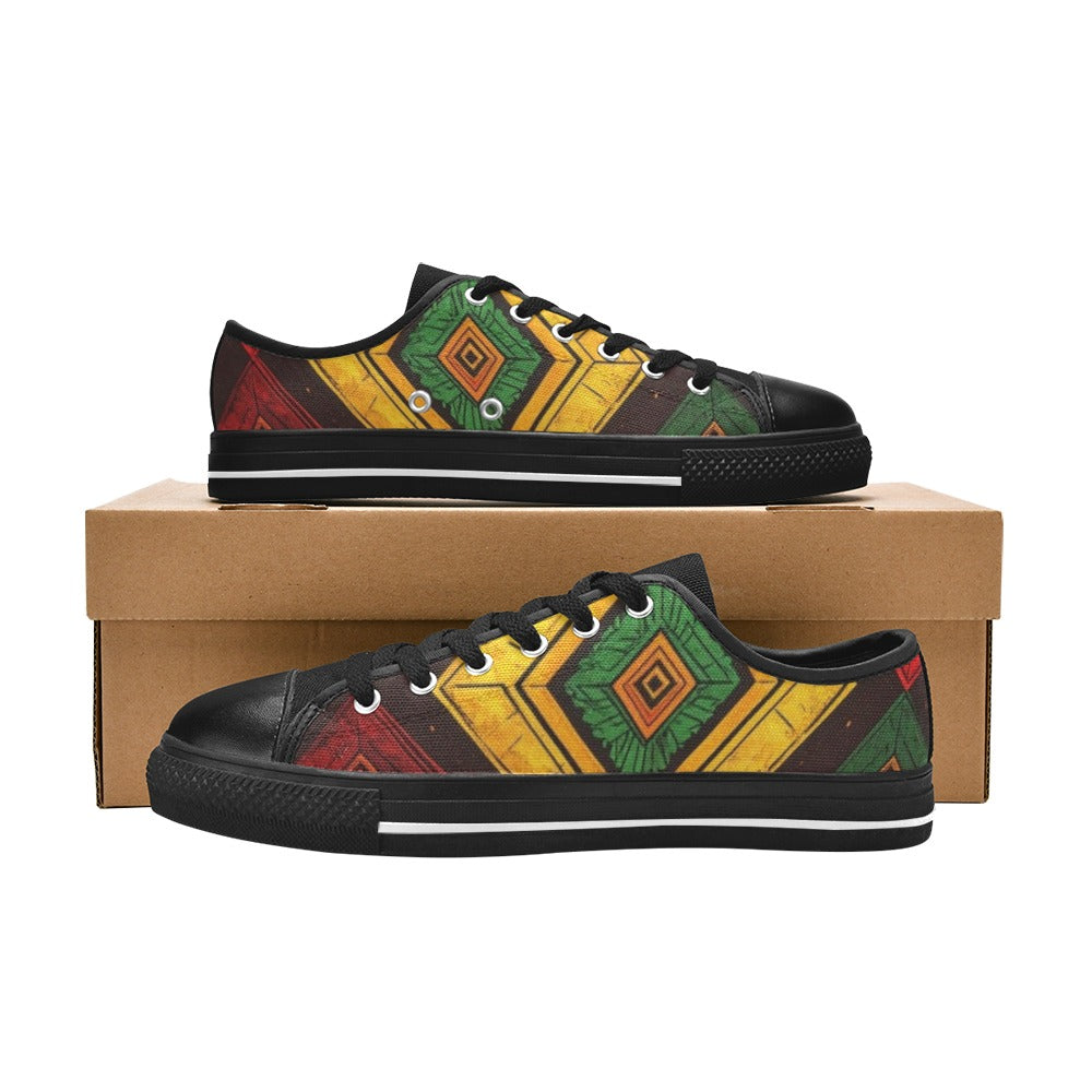 KIDS' African Kente Cloth Low Top Canvas Vivid Custom Sneakers
