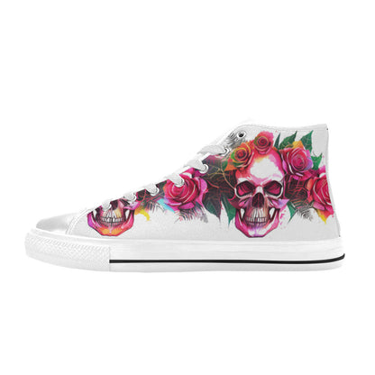 WOMEN'S Skulls Roses Deluxe 11 High Top Canvas Y2K Shoes